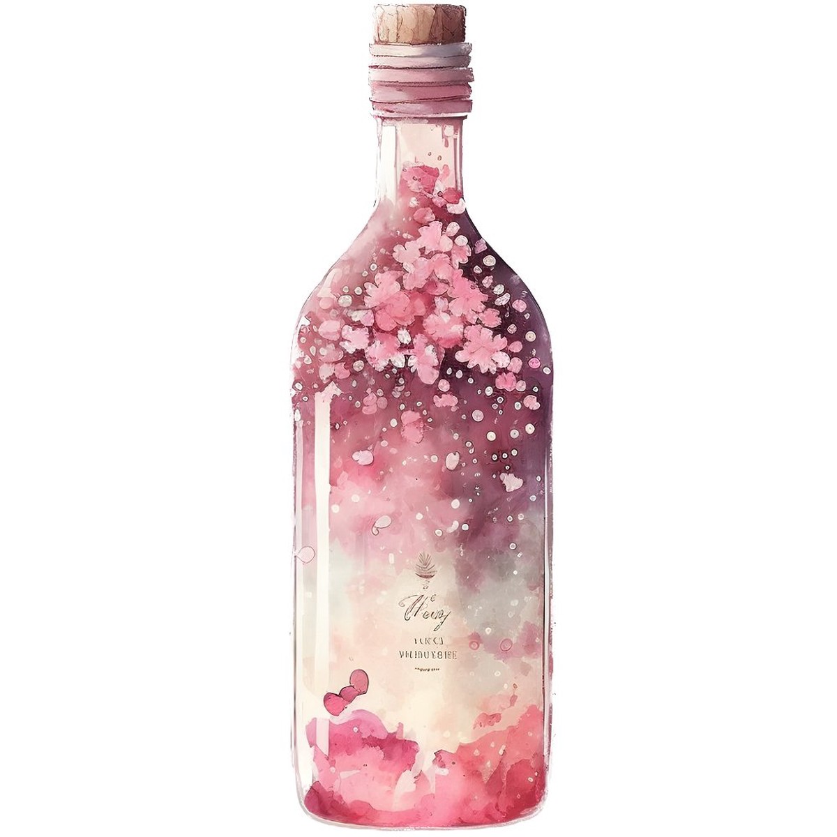 Valentine Pink Wine Bottle 3 Fabric Panel