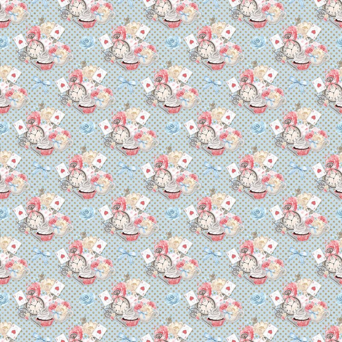 Watercolor Alice in Wonderland Pattern 1 Fabric
