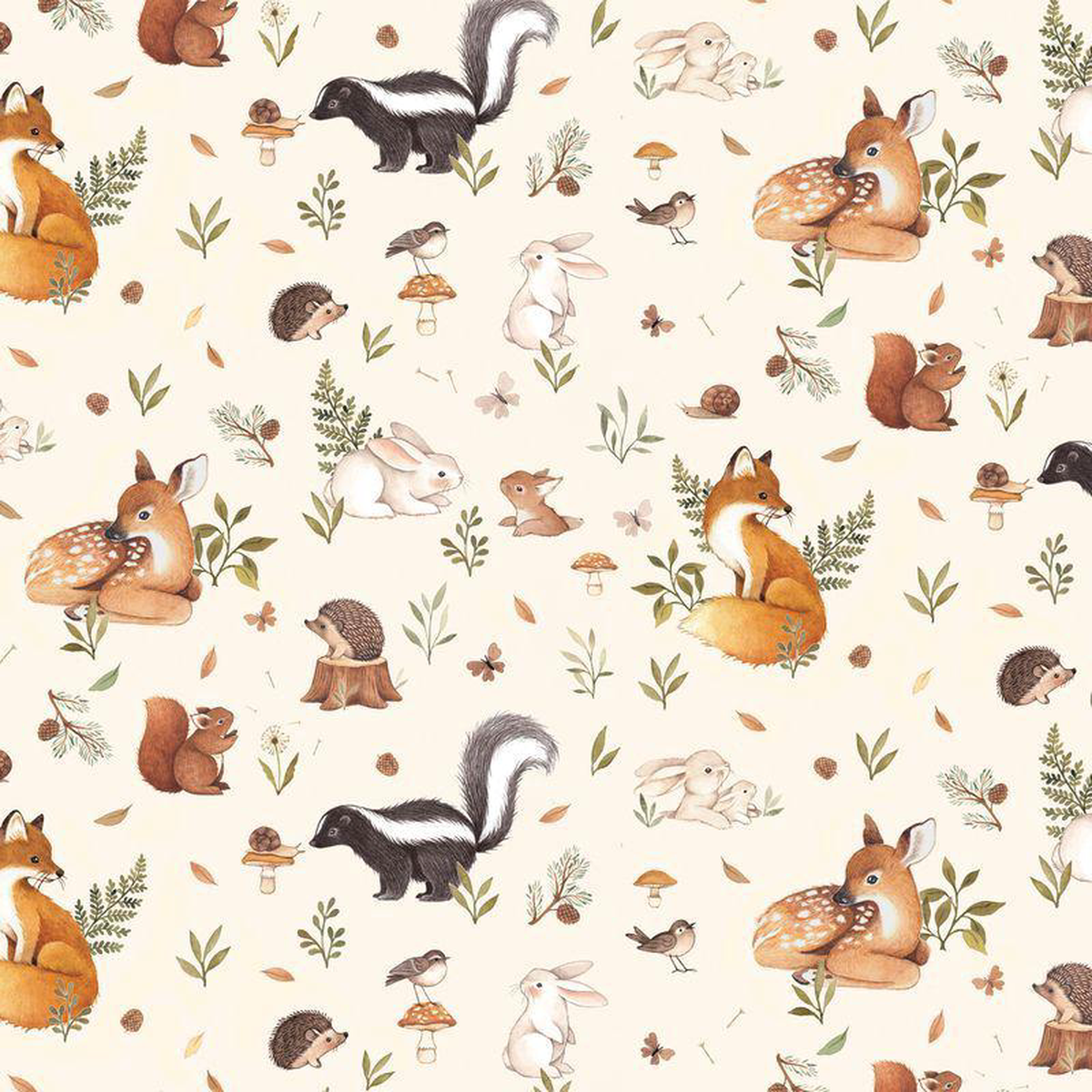 Fabric Dear Stella Friends 1088243 Wide Back Little Forest by the Quarter Yard XSTELLA-DNS1912