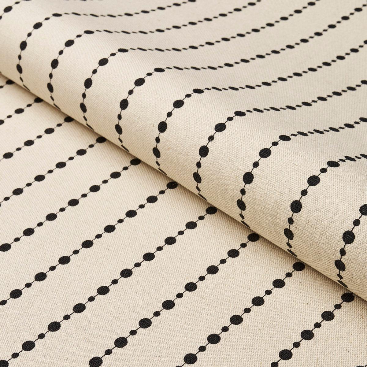 Beaded Stripe Black and Cream Fabric