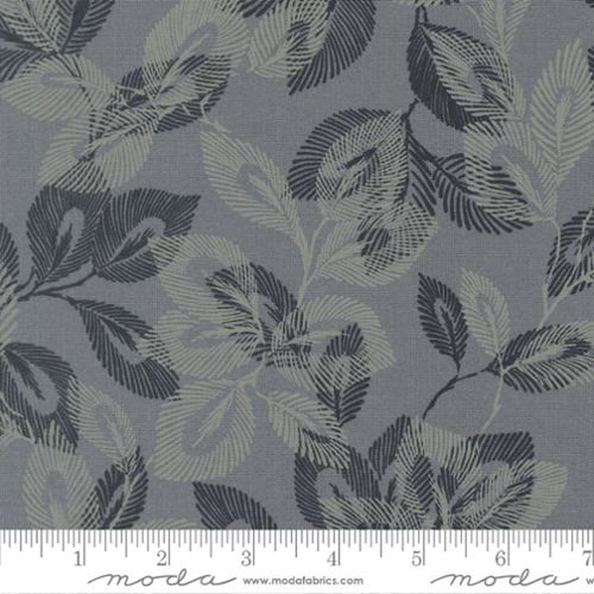 Dark Blue Arabesque Palm Dusk Cotton 4445 Fabric Per Yard