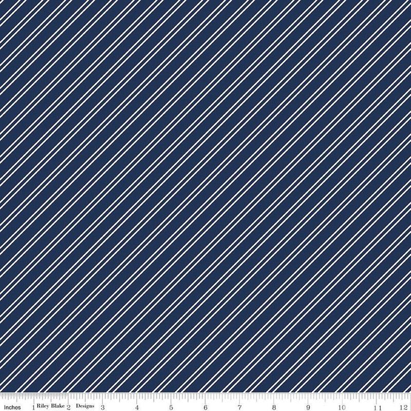 Fabric Riley Blake Navy Stripes Between the Pages by the Quarter Yard C15374-NAVY