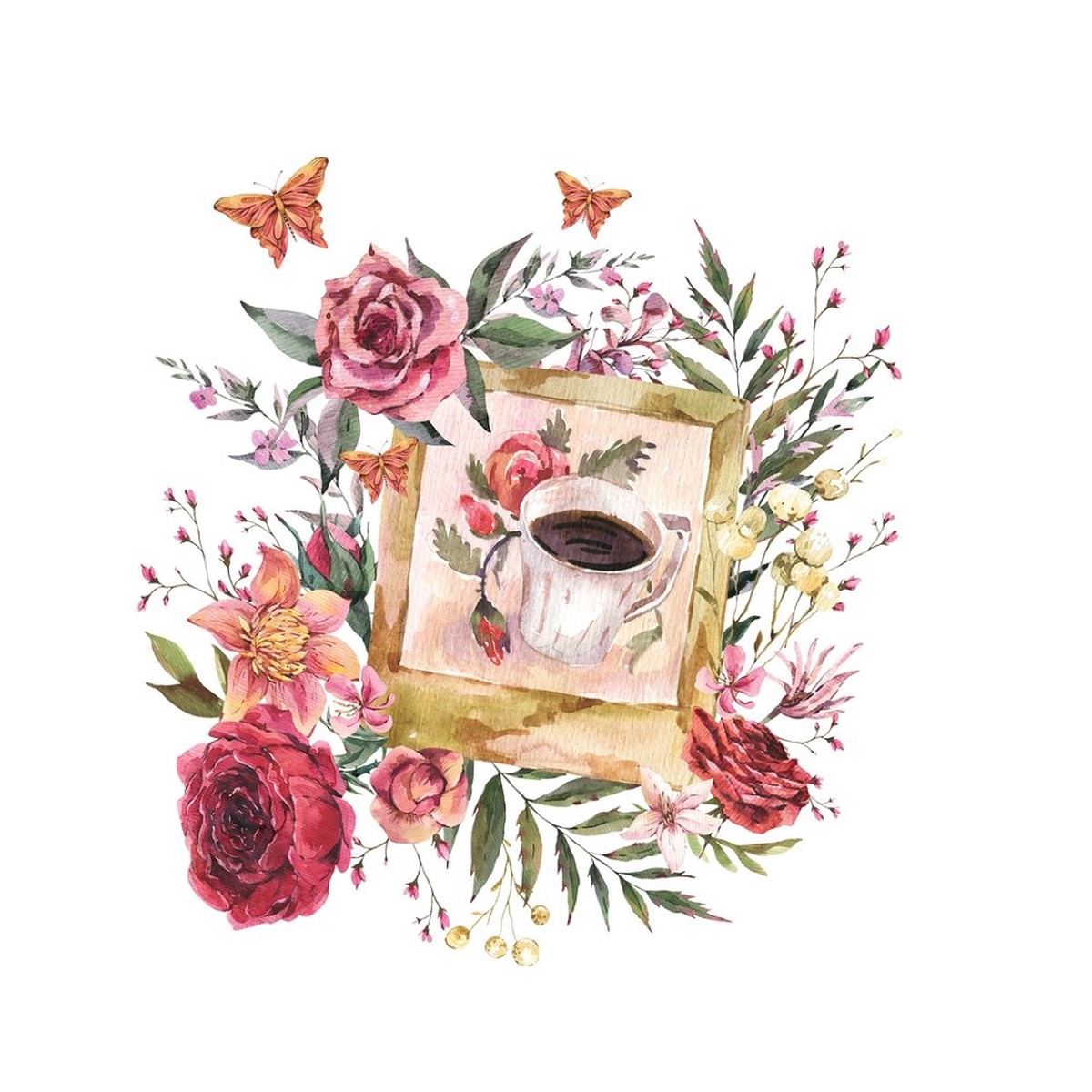 Vintage Florals Picture Frame Fabric Panel