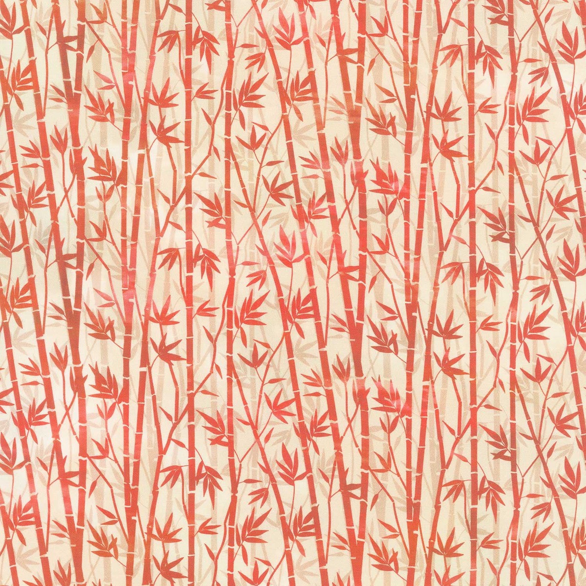 Oriental Gardens - Bamboo Red Digitally Printed Yardage