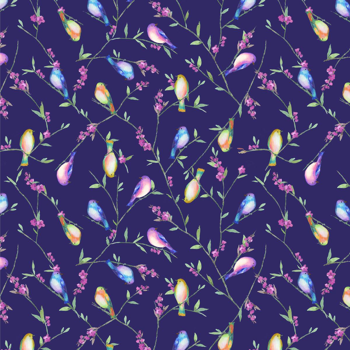 Serafina Quilt Fabric - Festive Flock in Indigo - 55268-3