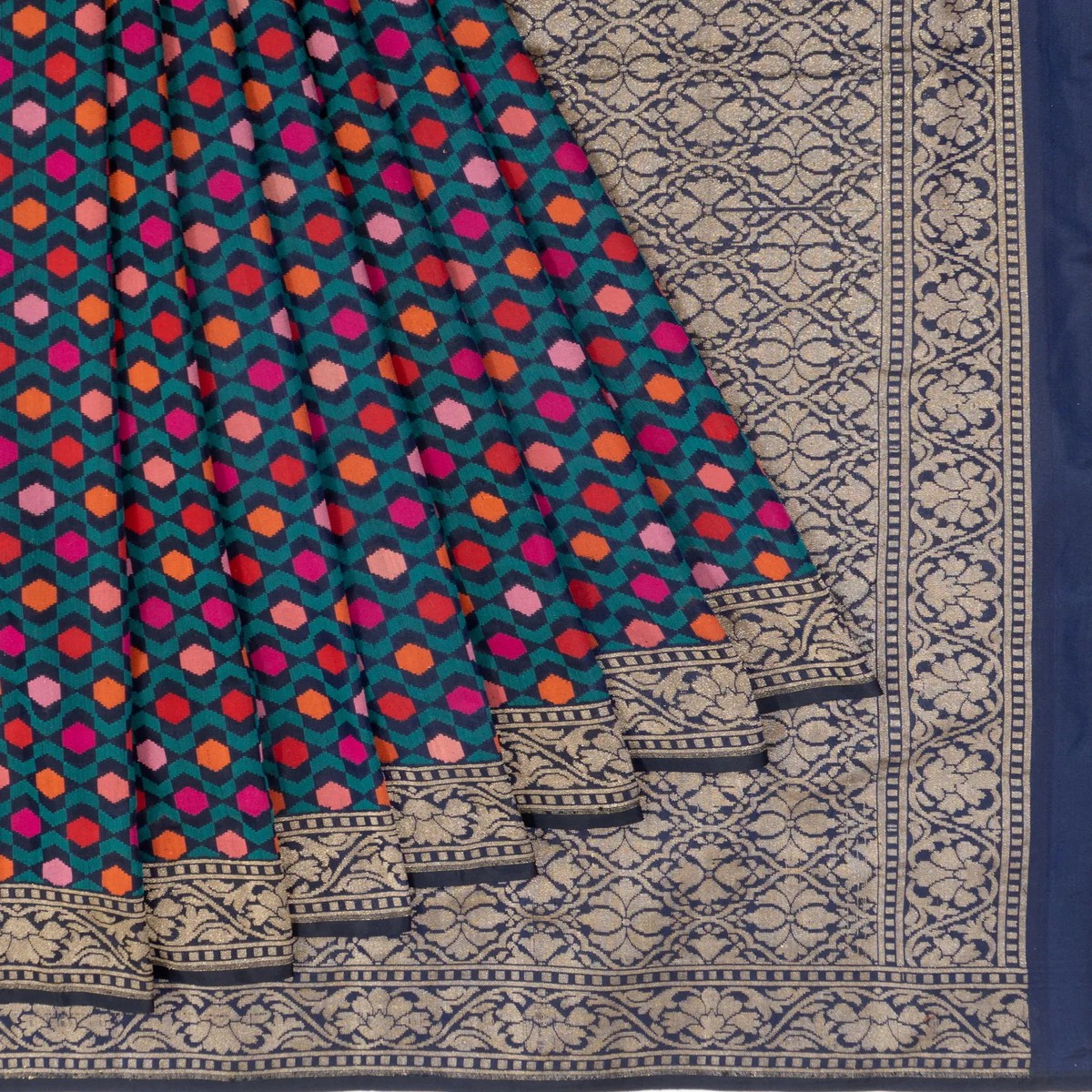 Banarasi Silk Tanchoi Brocade Dark Blue Saree