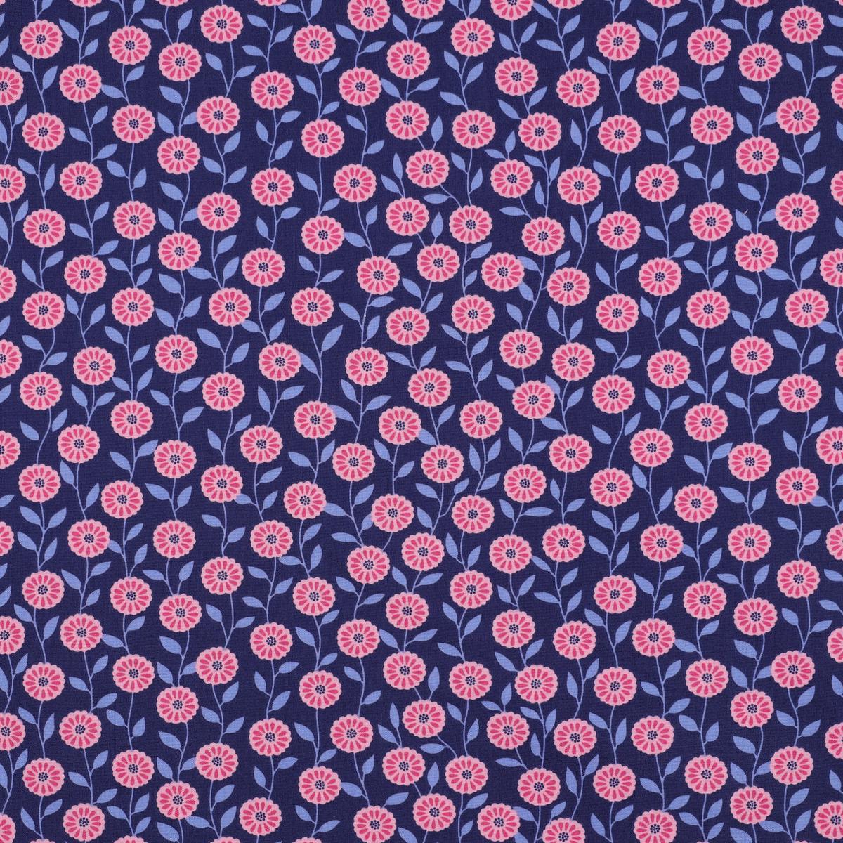 Blue Floral Garland Poplin - Oeko-tex (price per 10cm)