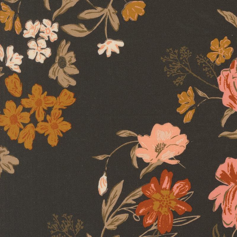 Foraged Found and Hand Me Down Quilt Fabric - Harvest Bloom in Iron Black - 45630 26