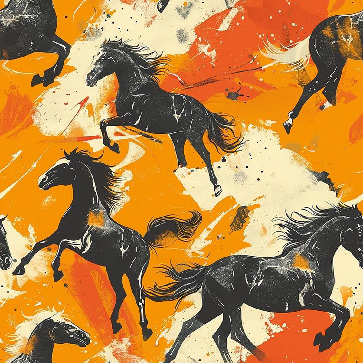 Galloping Horse Pattern 3 Quilting Cotton Fabric