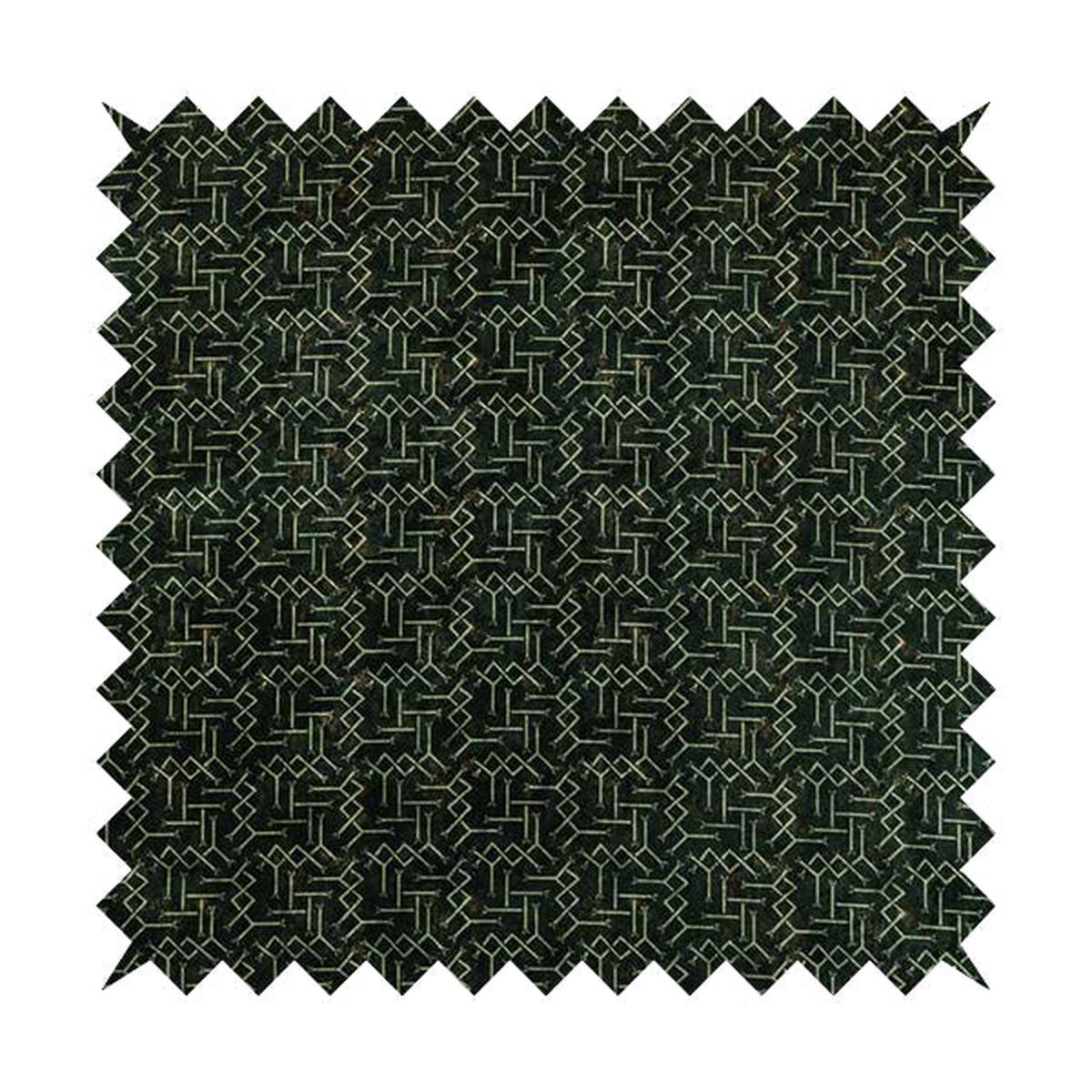 Glamour Geometric Collection Print Velvet Upholstery Fabric Brown Small Pattern CTR-1006
