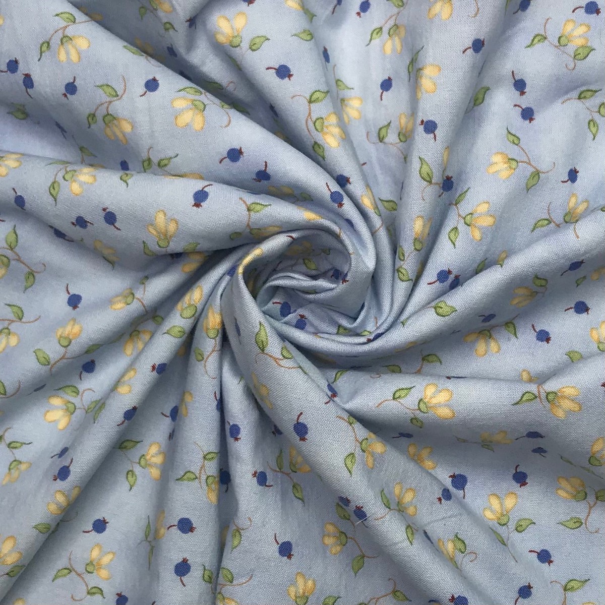 UB- Blueberry Pancakes - Cotton Knit - Blue/Yellow Floral - 0.55M Bundle