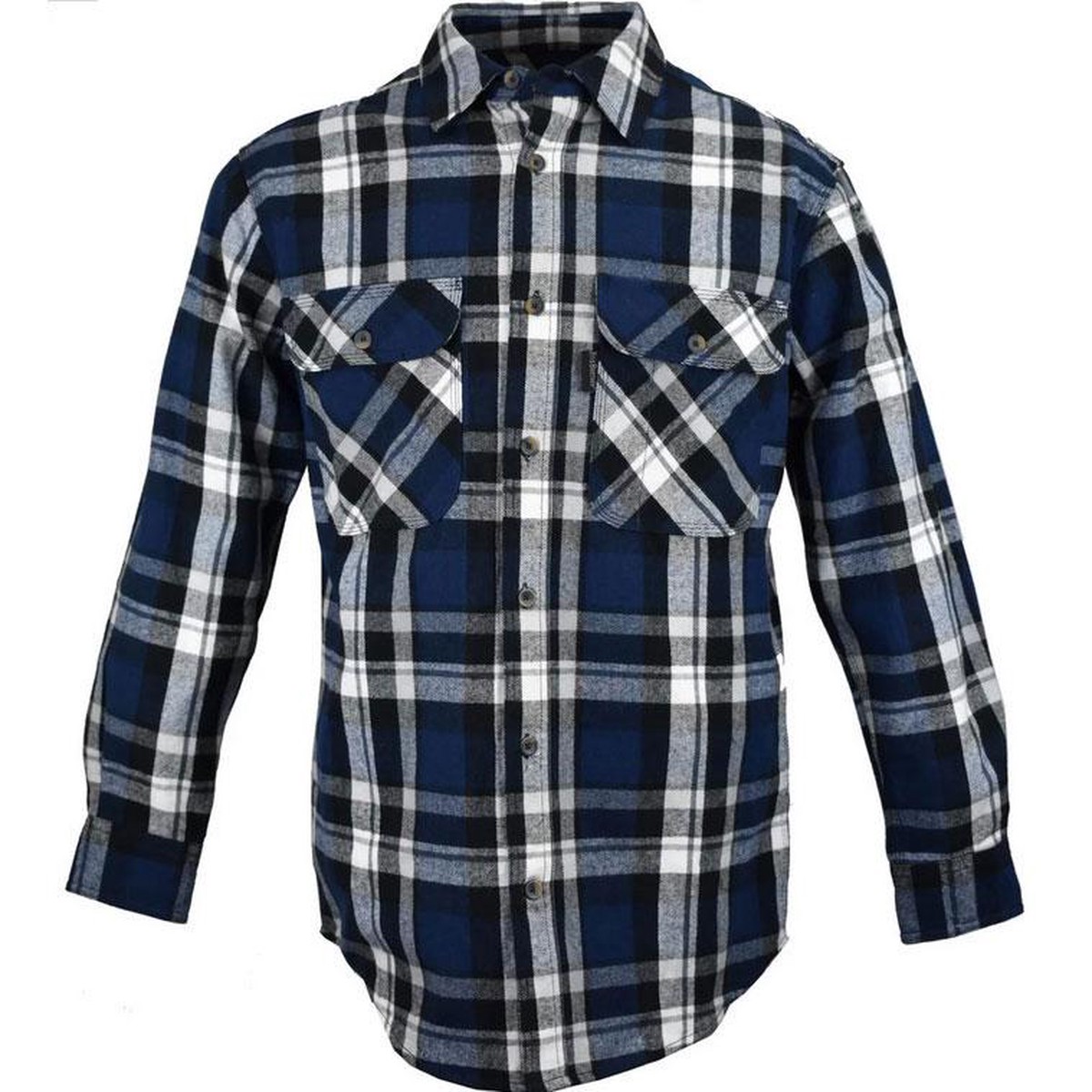 FiveBrother, Men's Heavyweight Flannel Shirt Regular Fit, 5200 2007, Black/Blue