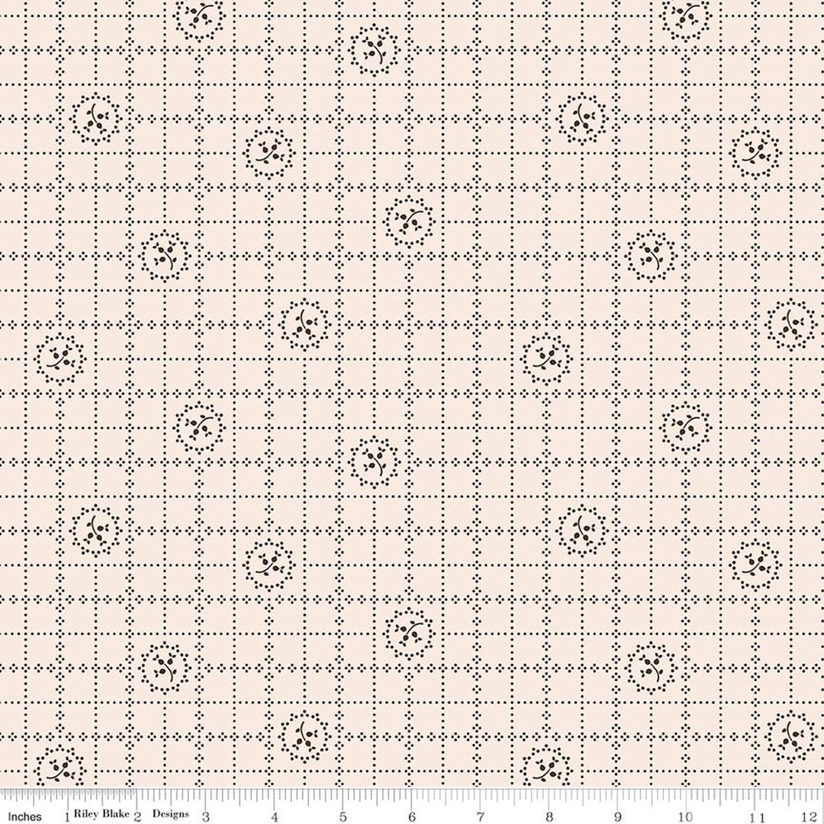 Gentler Times Quilt Fabric by Lori Holt - Delicate in Raisin Cream/Brown - C16475-RAISIN