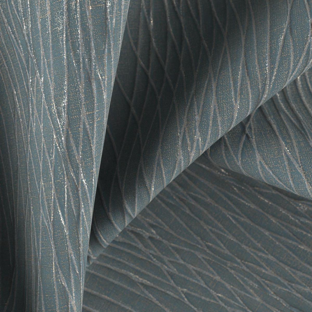 JF Fabrics TRANCE 64 Fabric Metallic, Texture Blue, Gold Jacquard - 8936364 J9011