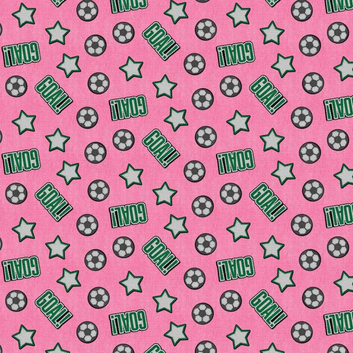 Pink Patch Perfect Soccer Cotton 43"/44" Fabric Per Yard
