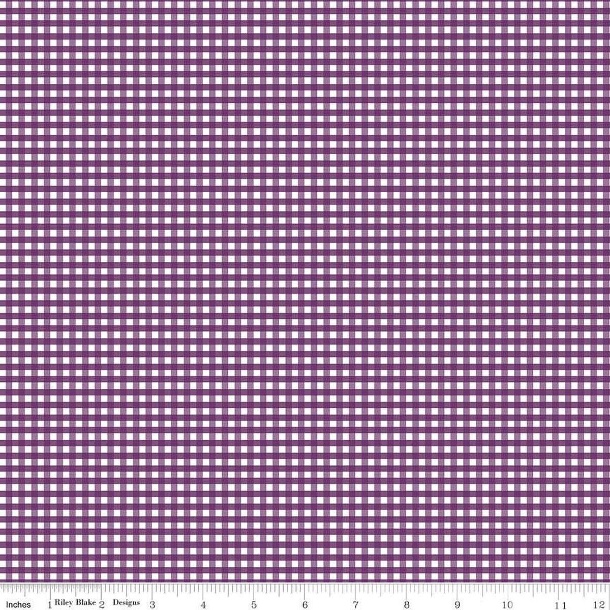 1/8" PRINTED Gingham C440 Eggplant Eighth Inch Small Check - Riley Blake Designs - Checker - Quilting Cotton Fabric