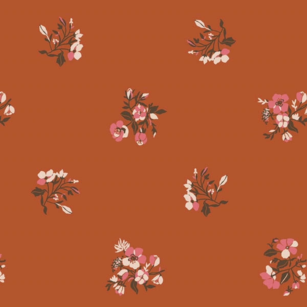 2.15m strip of viscose with small flower patterns on a hazelnut background from Art Gallery Fabrics