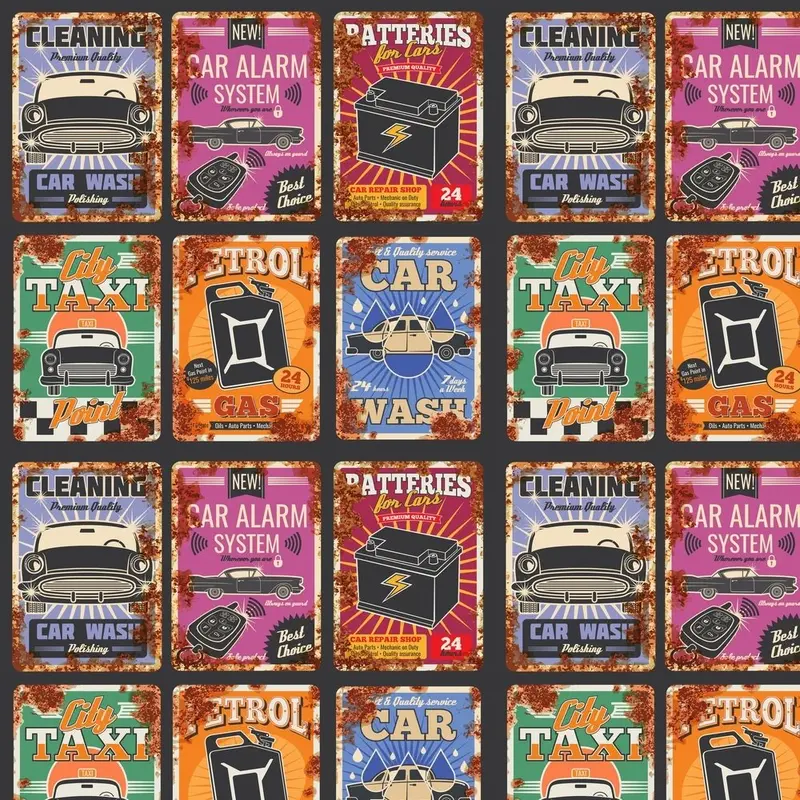 Auto Service Posters Fabric