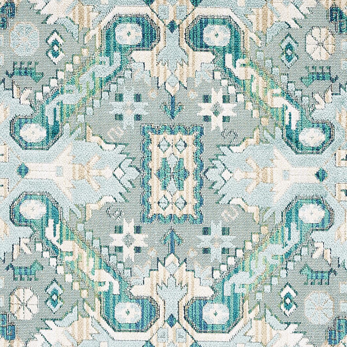 Tiraz, Peacock: Schumacher Upholstery Velvet Fabric by the yard