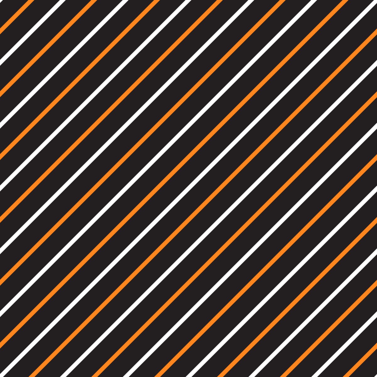 White and Orange Diagonal Stripes Fabric - Black