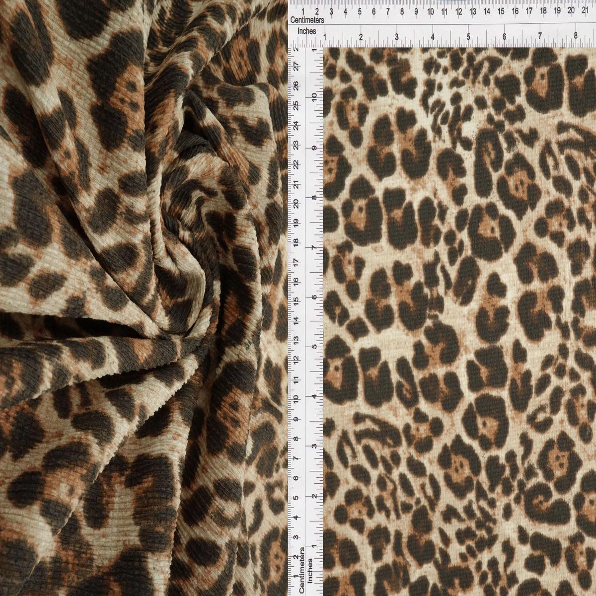 Animal Print Ella Ripple Jersey Fabric - CRP4613-DU148 - CHARCOAL