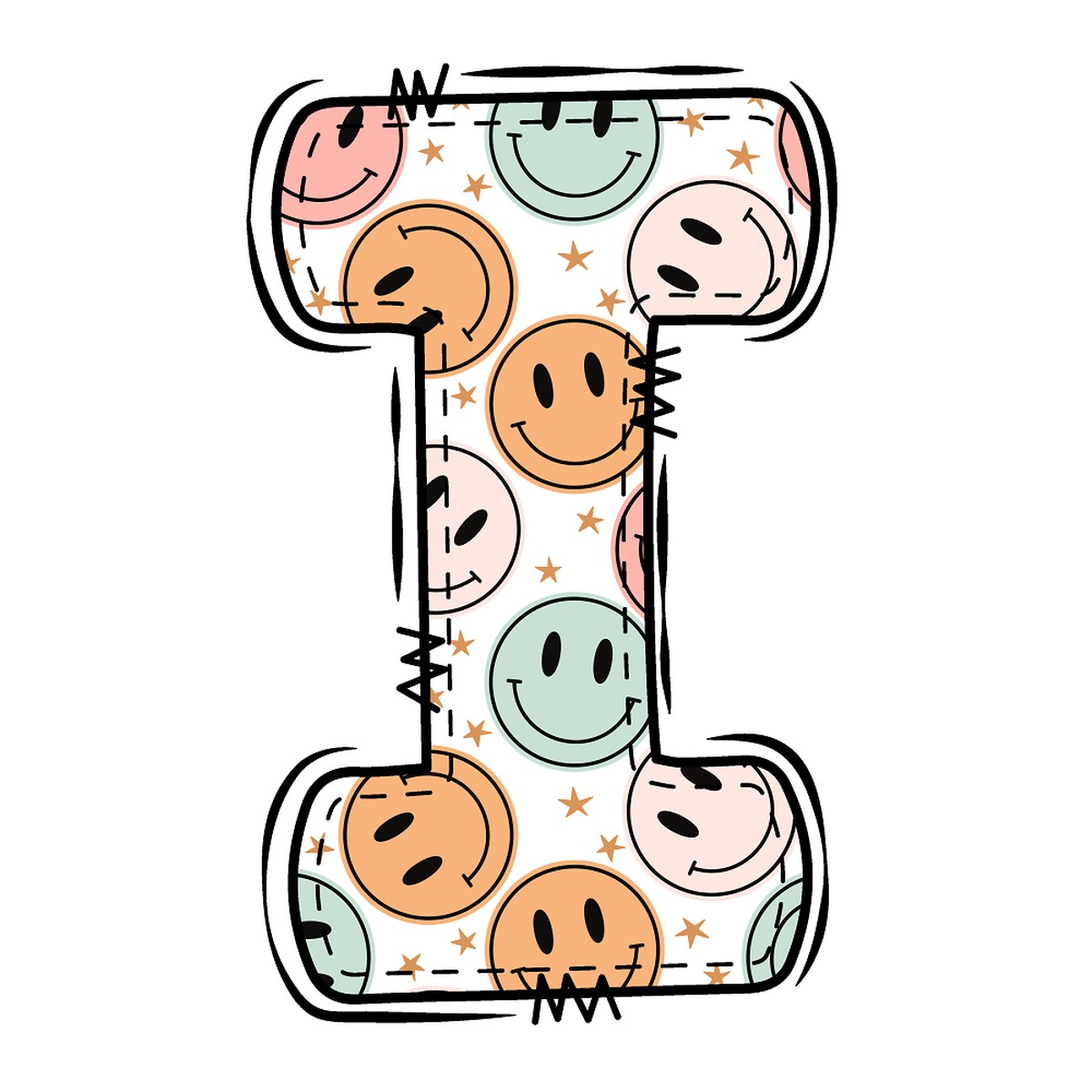 Groovy Doodle Smiley I Fabric Panel
