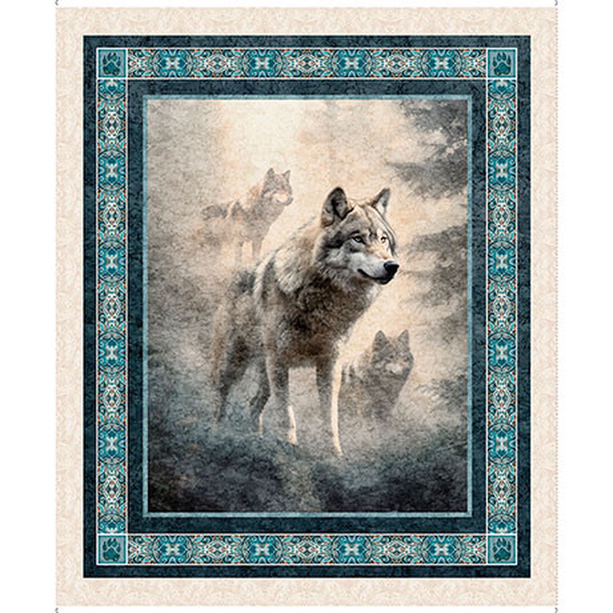 Running With the Pack Wolf Panel Fabric