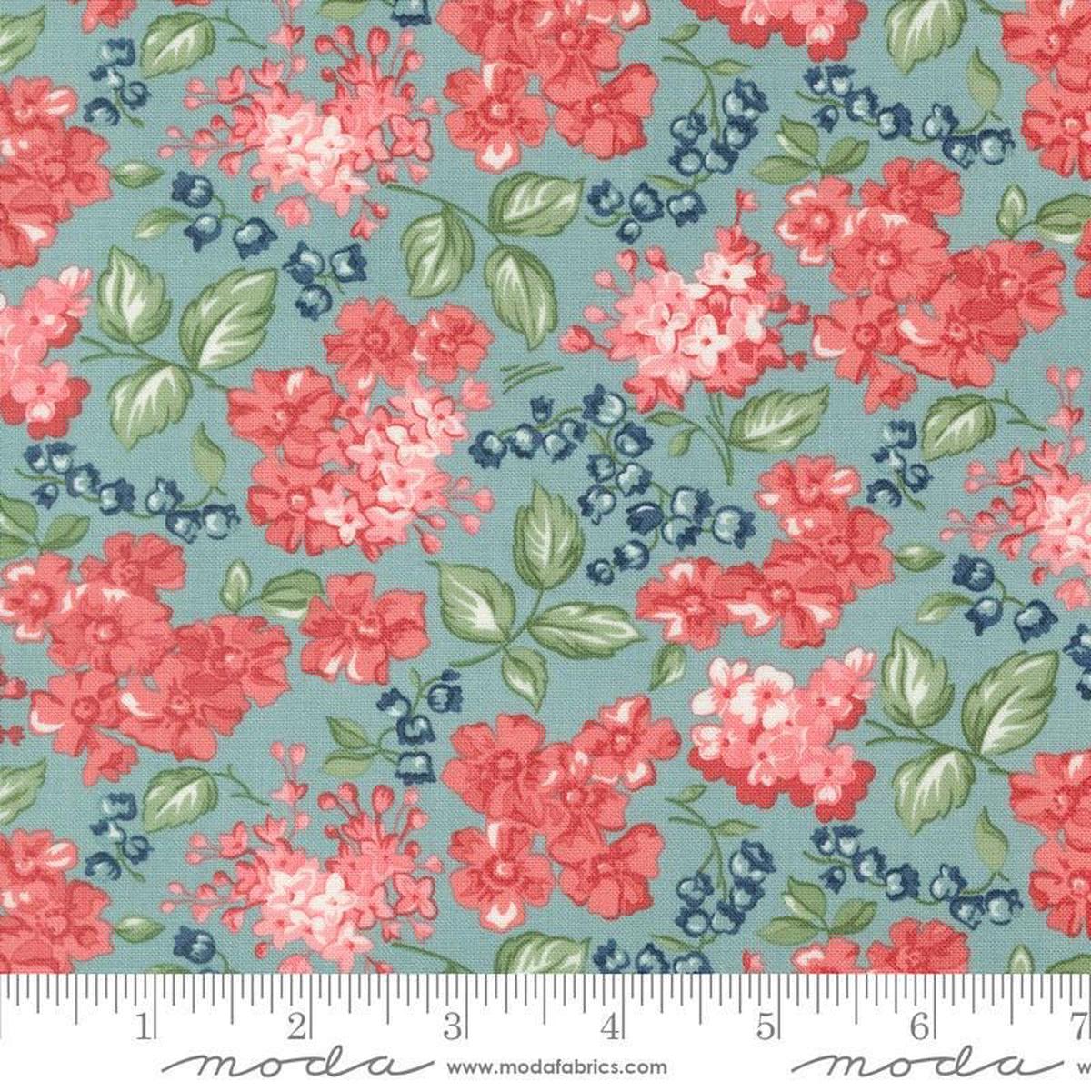 SALE Rosemary Cottage Bloom 55312 Sky - Moda Fabrics - Floral Flower - Quilting Cotton Fabric