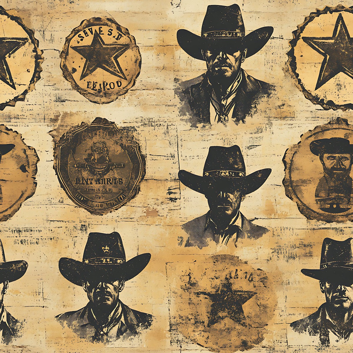 Wild West Wanted Signs Pattern 15 Quilting Cotton Fabric