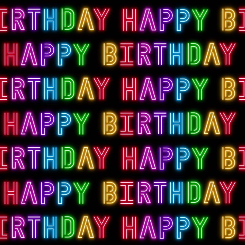 Neon Happy Birthday Quilting Cotton Fabric
