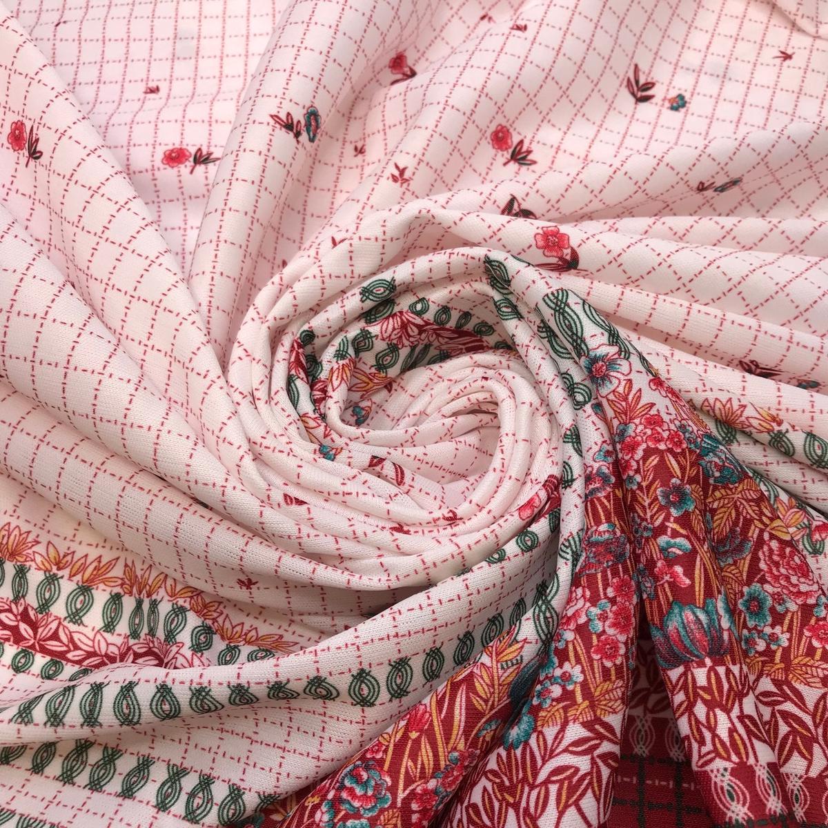 Etch A Sketch - Polyester Blend Knit - Red Multi Floral - 1.45M Bundle