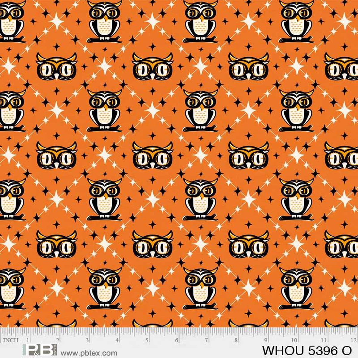 Witching Hour - Owls, Stars on Orange