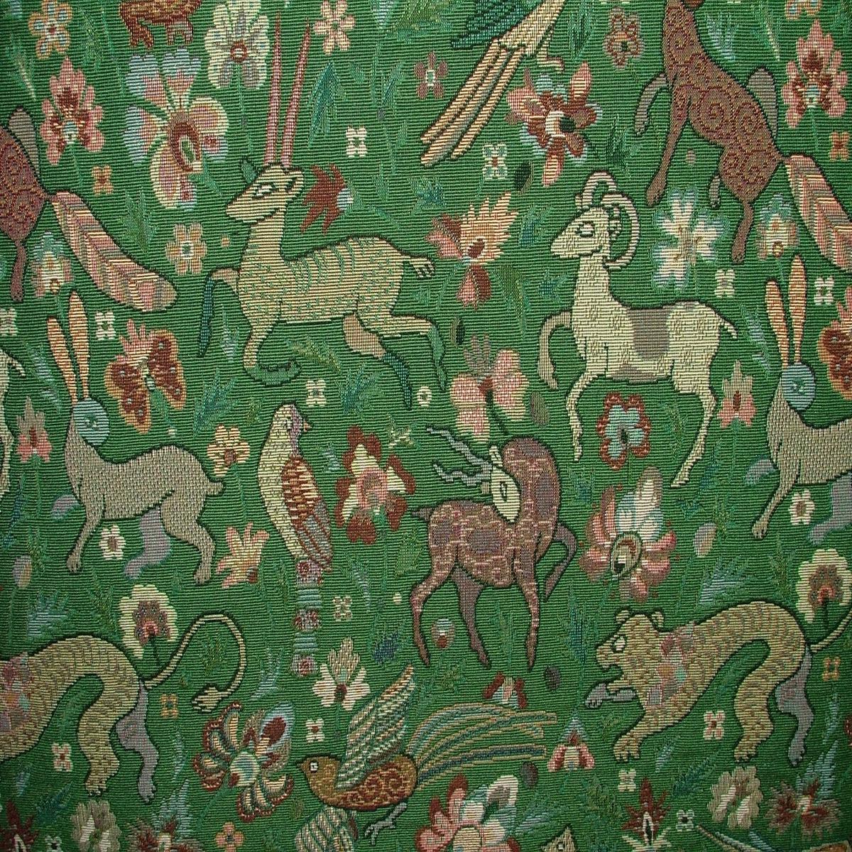 1.3 Metres Tudor Forest Tapestry Green Fabric Curtain Upholstery Cushions