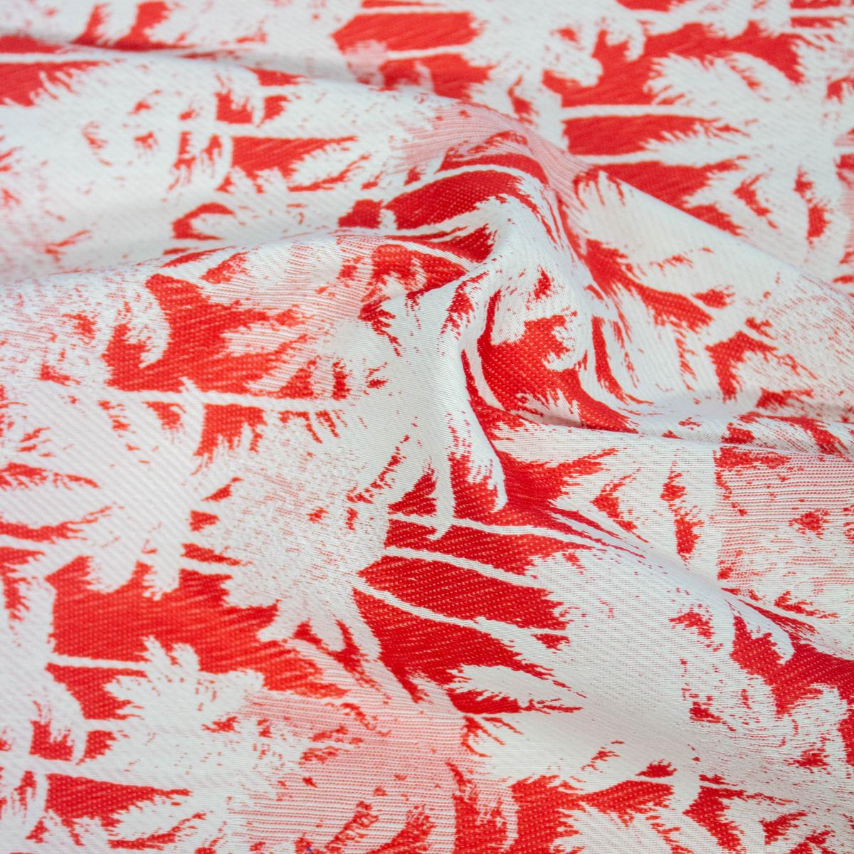Evyn Red & White Palm tree PolyCotton Jacquard Fabric