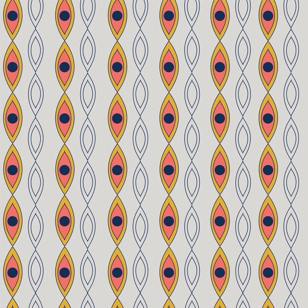 Atomic Geometric Pattern 3 Fabric - Antique White