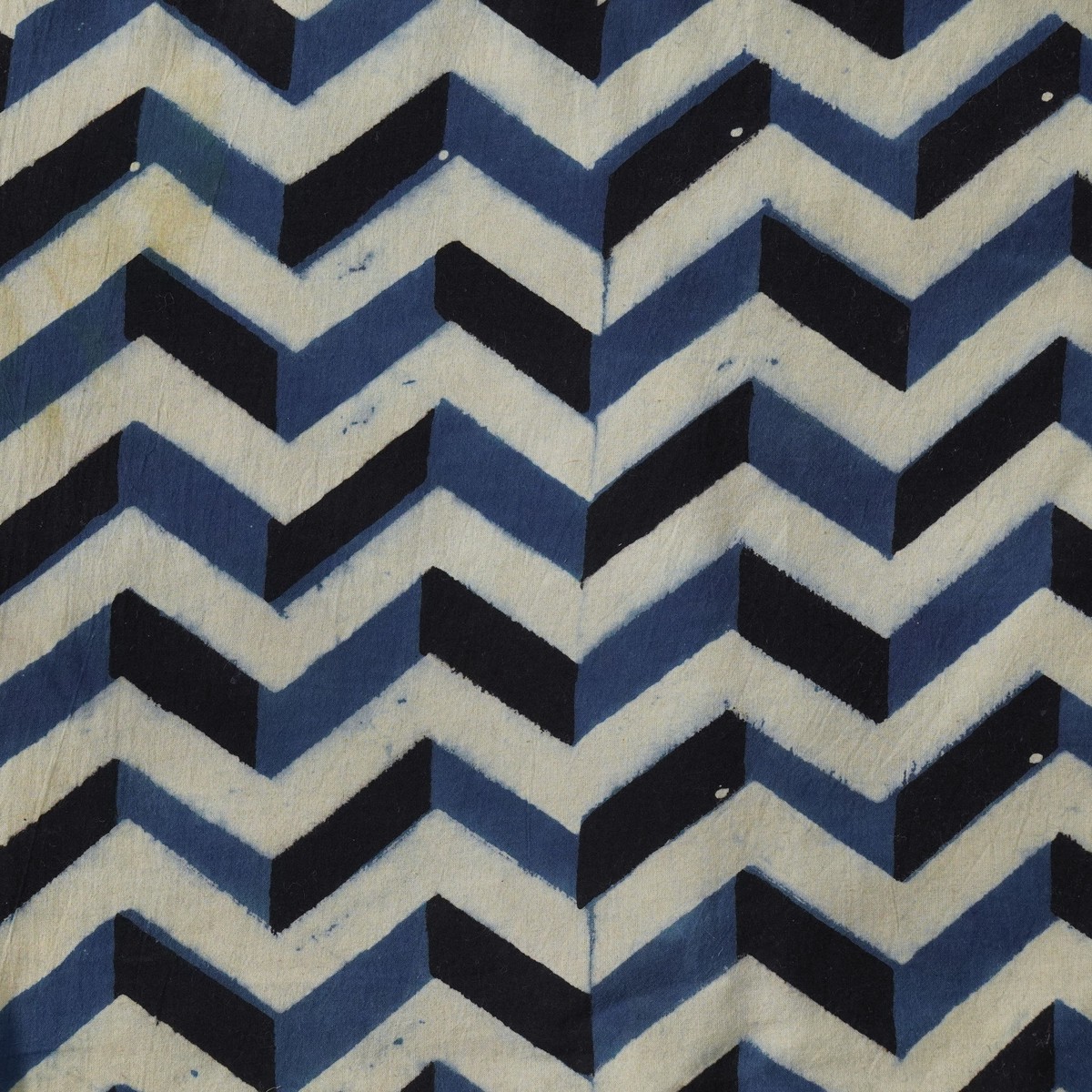 Pure Cotton Ajrak White With Blue And Black Geometrical Intricate Design Hand Block Print Fabric