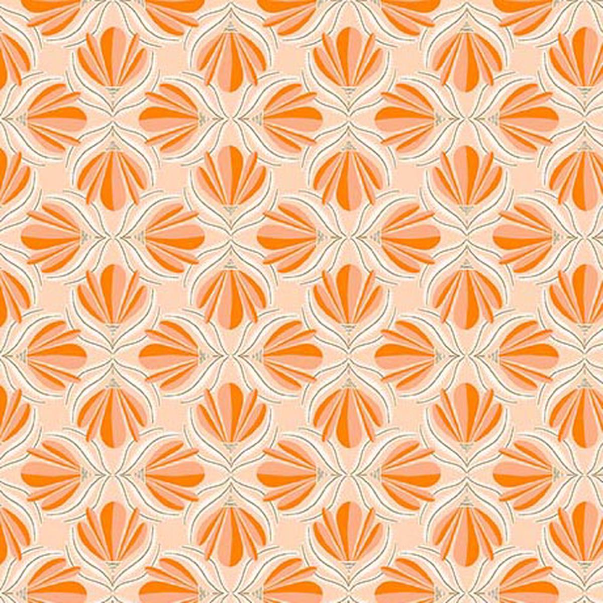 Serenade Organic Cotton Fabric, Hourglass Flowers Peach