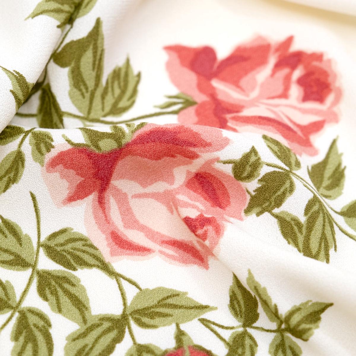 Deadstock Sonata Viscose Crepe - White/Rose