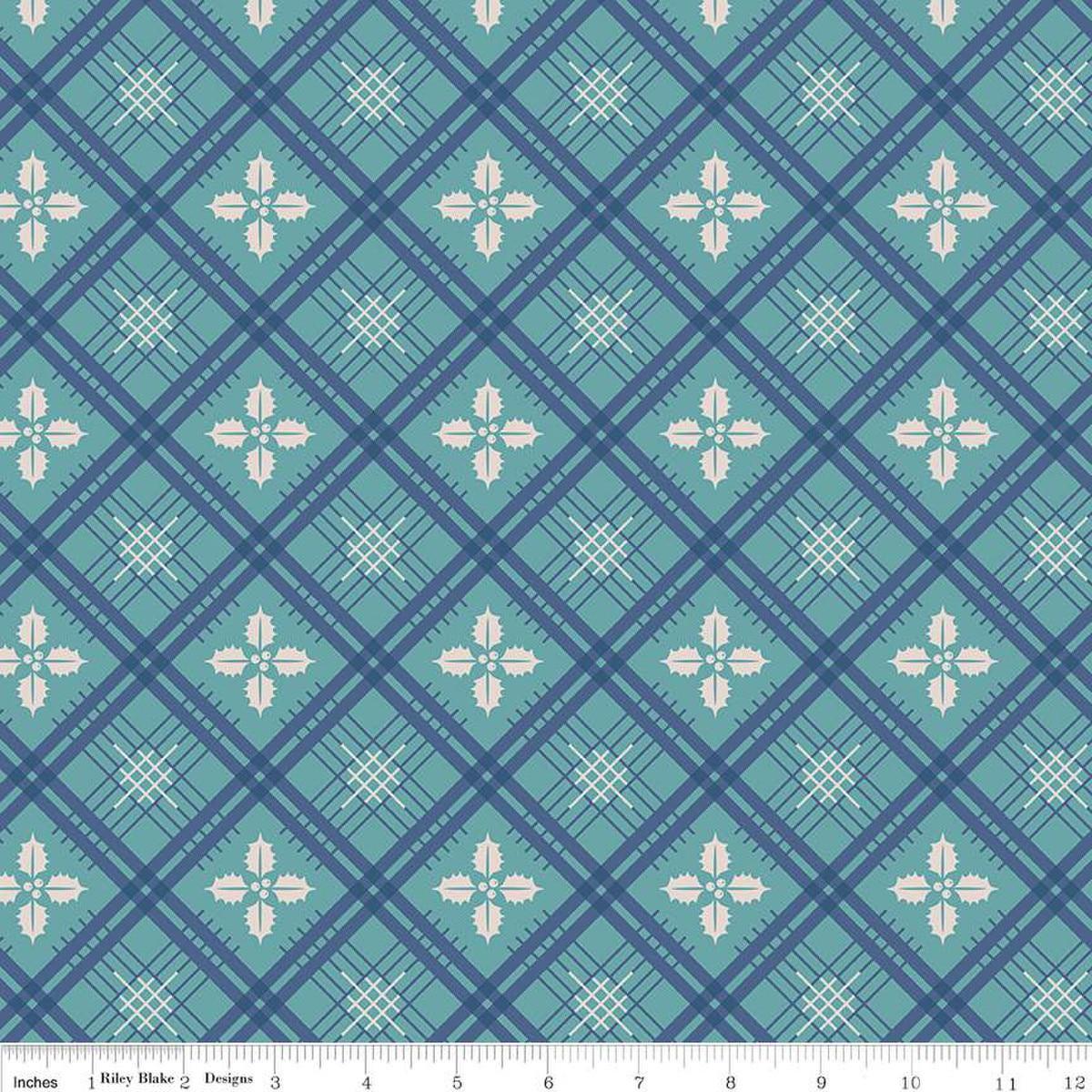 2yd 25" End of Bolt - SALE Home Town Holiday Holly WIDEBACK WB14927 Raindrop - Riley Blake Designs - 108" - Quilting Cotton Fabric