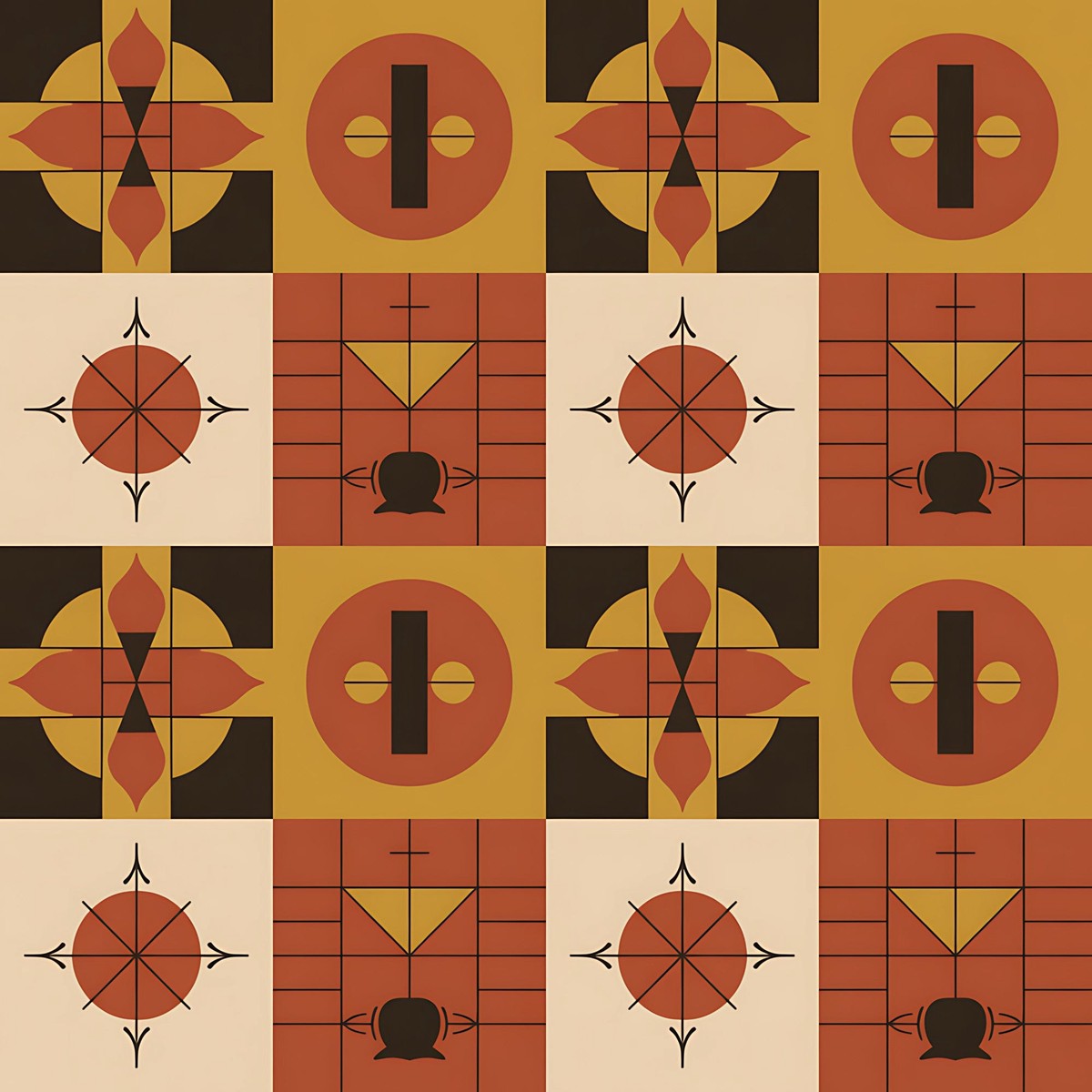 Black History Month Bauhaus Pattern 15 Quilting Cotton Fabric