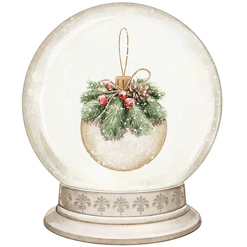 Christmas Little Critters Ornament in Snow Globe Fabric Panel