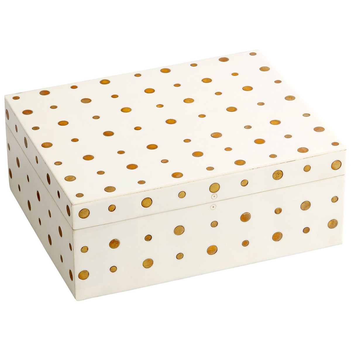 Medium Dot Crown Container in White And Brass by Cyan Design