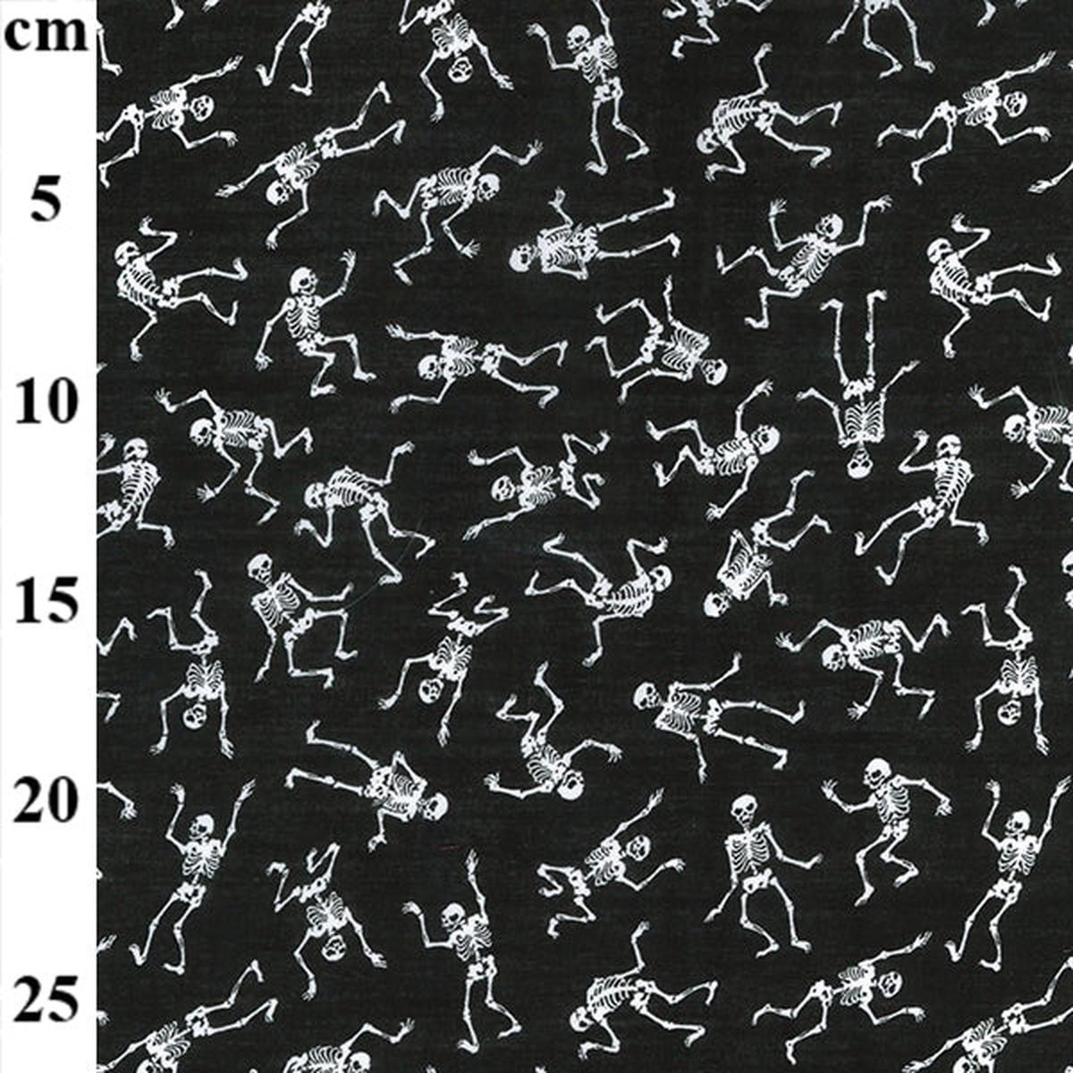 Skeleton Bodies Black and White Polycotton Fabric - 1 Metre -10cm/43" Width