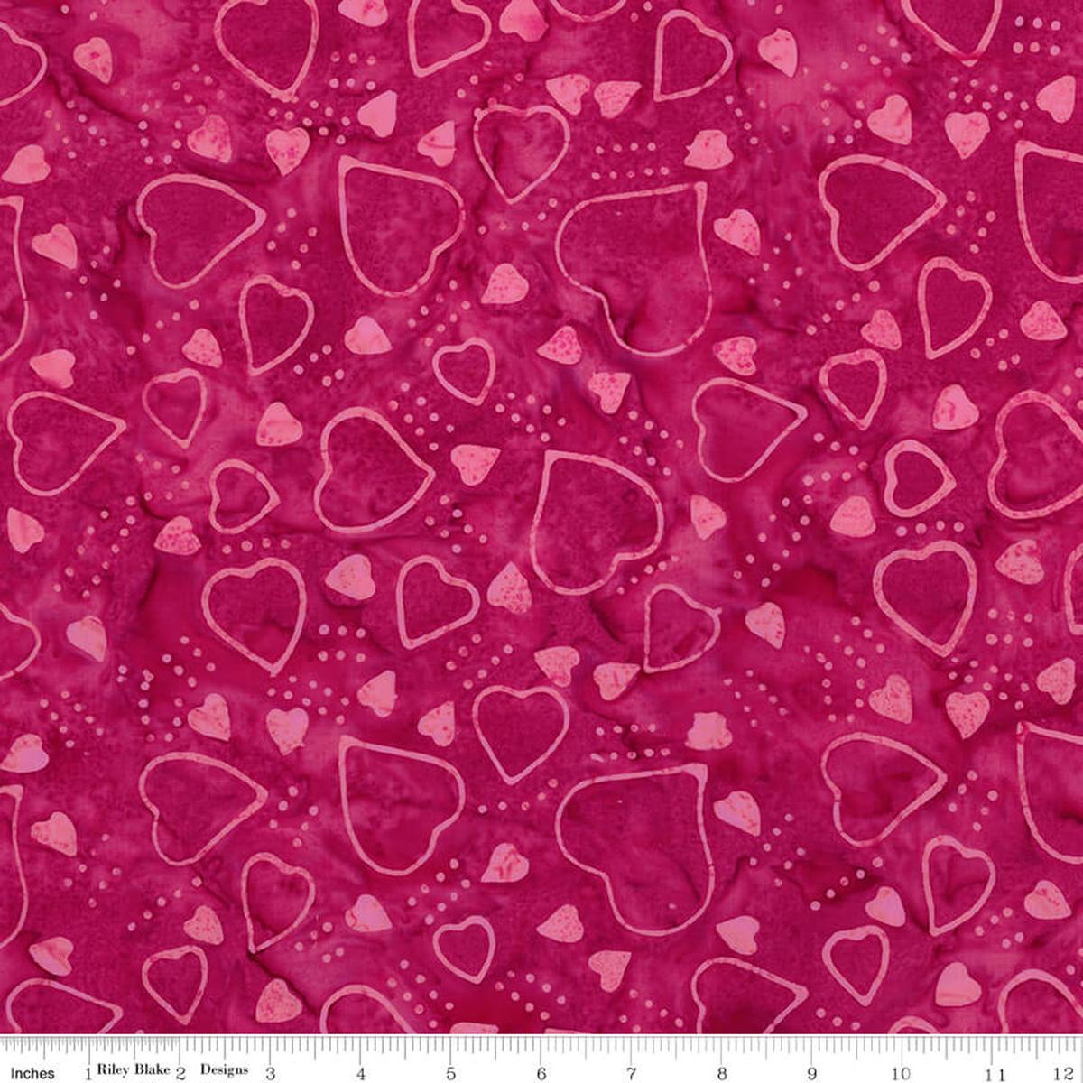 Love Punch Batiks - Hearts - Berry Persimmon
