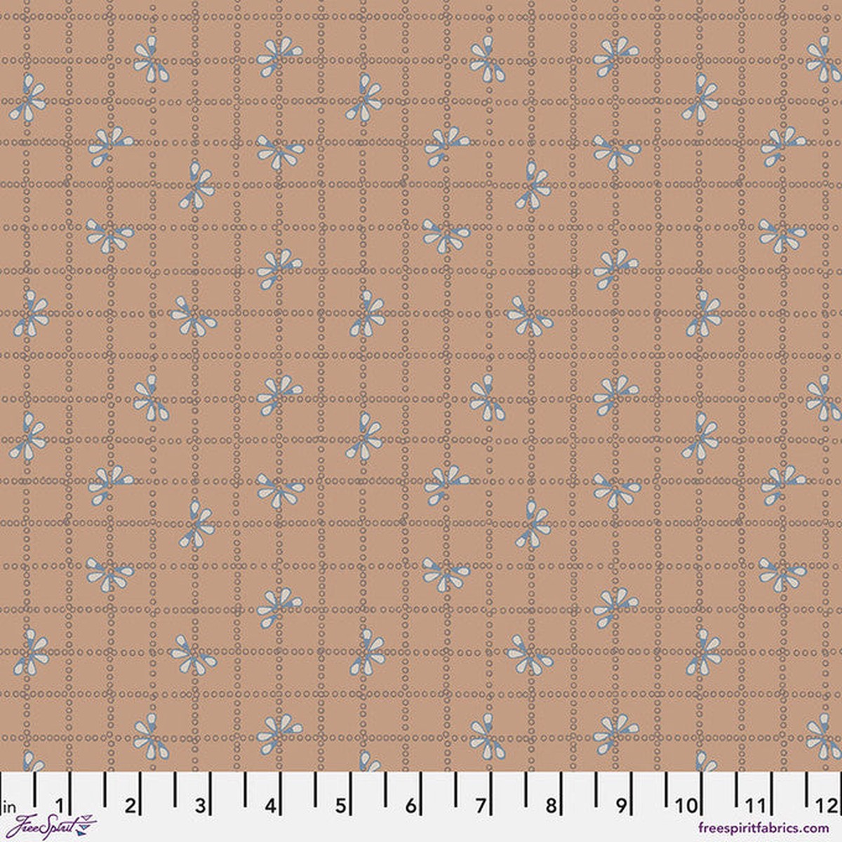 Bloom Check Tan Flourish And Bloom 44"/45" Cotton Fabric Per Yard