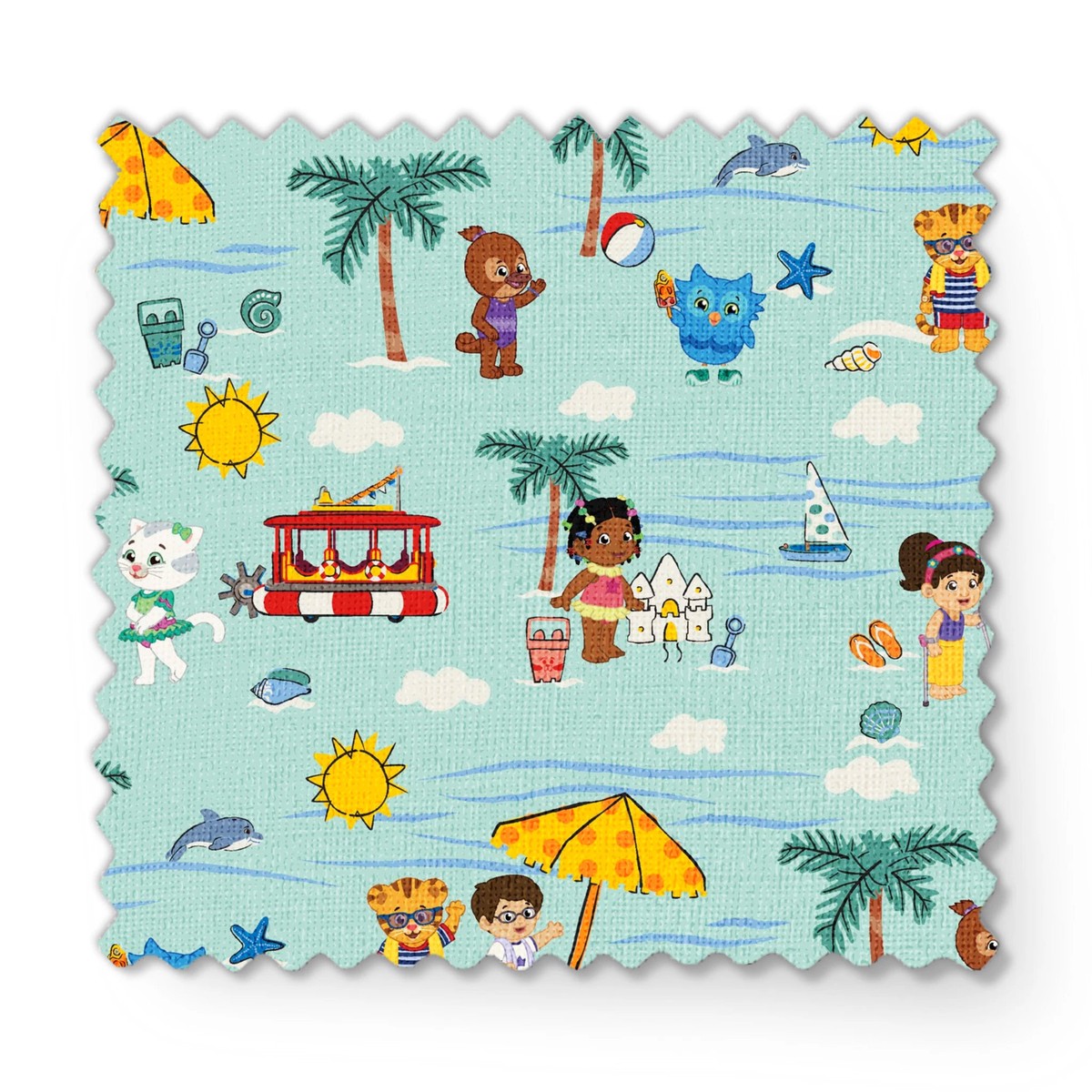 Daniel Tiger Beach Day Party on Aqua Fabric