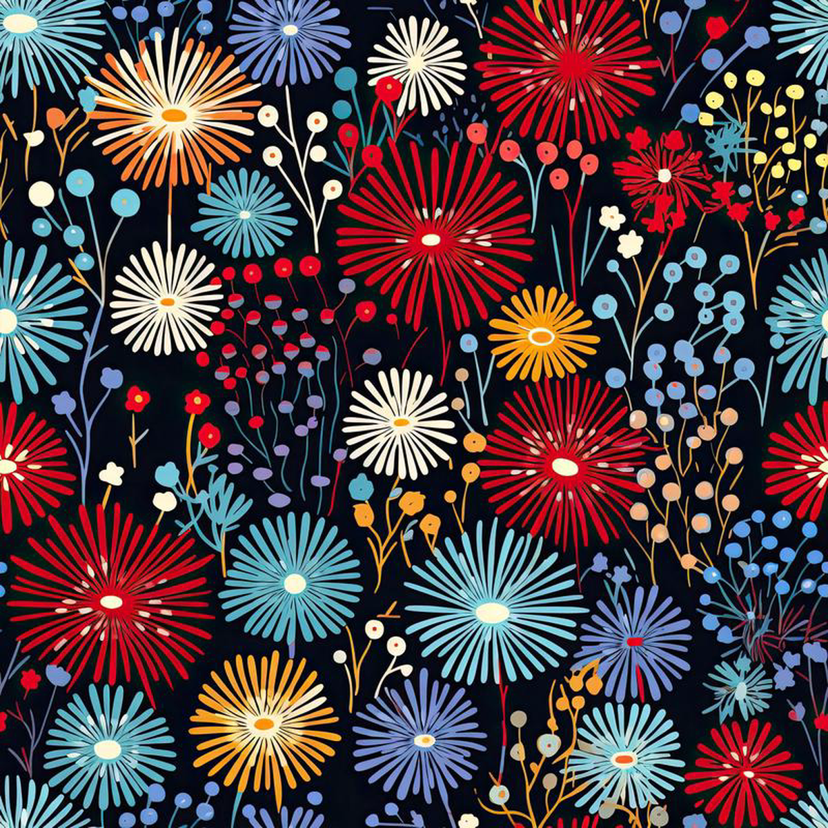 Firework Garden Pattern 7 Quilting Cotton Fabric