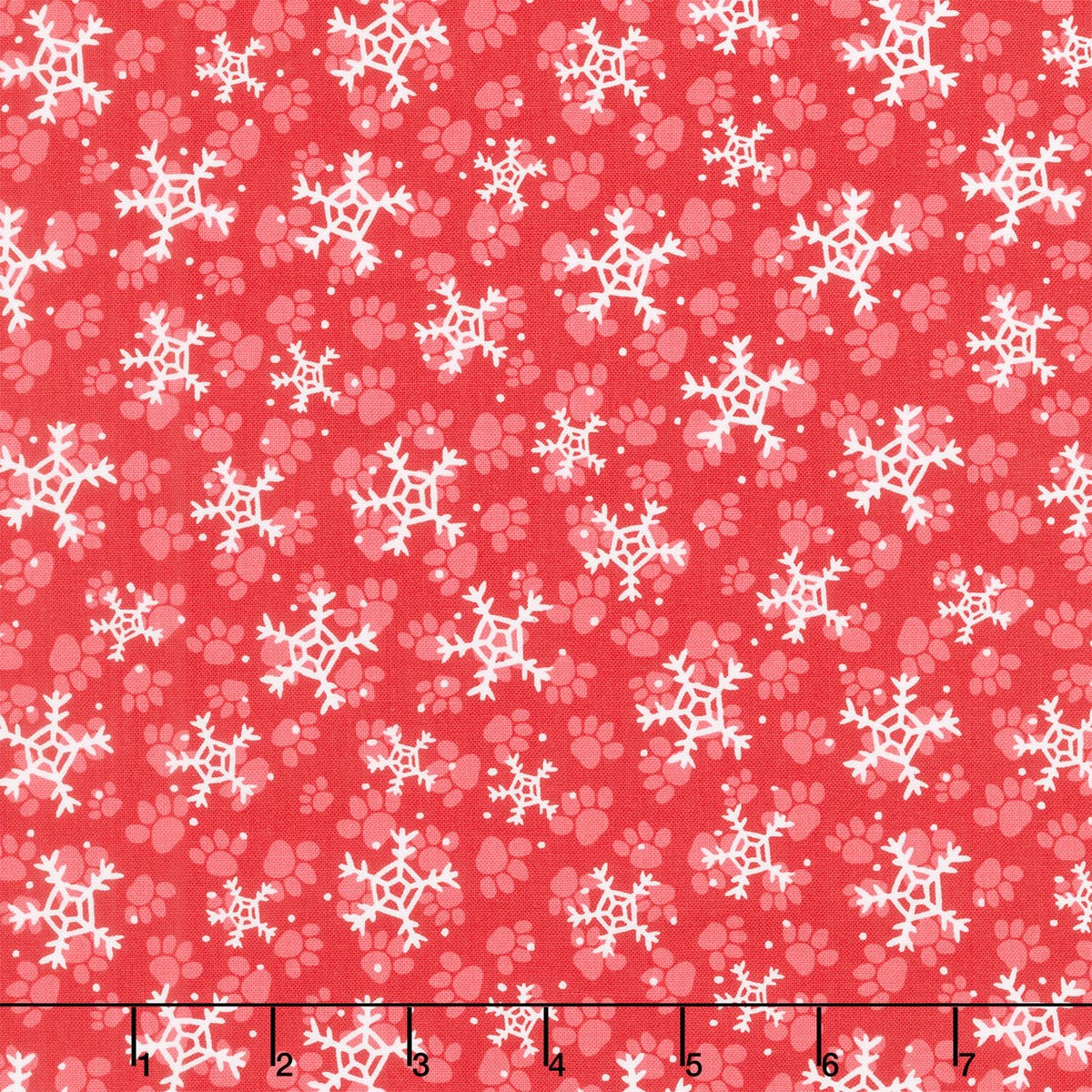 Merry Woof-mas - Snowflake Toss Red Yardage