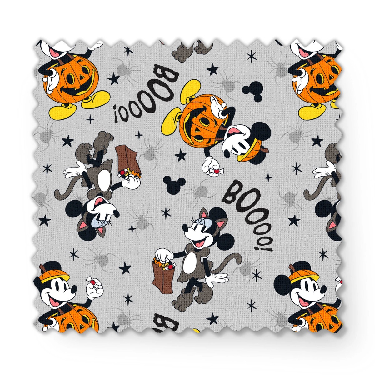 Disney Mickey Mouse Gray Halloween Boo Fabric