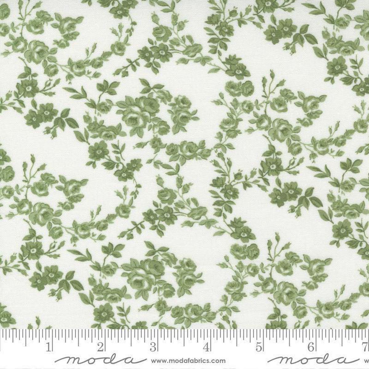 SALE Nantucket Summer Surfside 55263 Cream Grass - Moda Fabrics - Floral Flowers Blossoms Leaf Leaves - Quilting Cotton Fabric